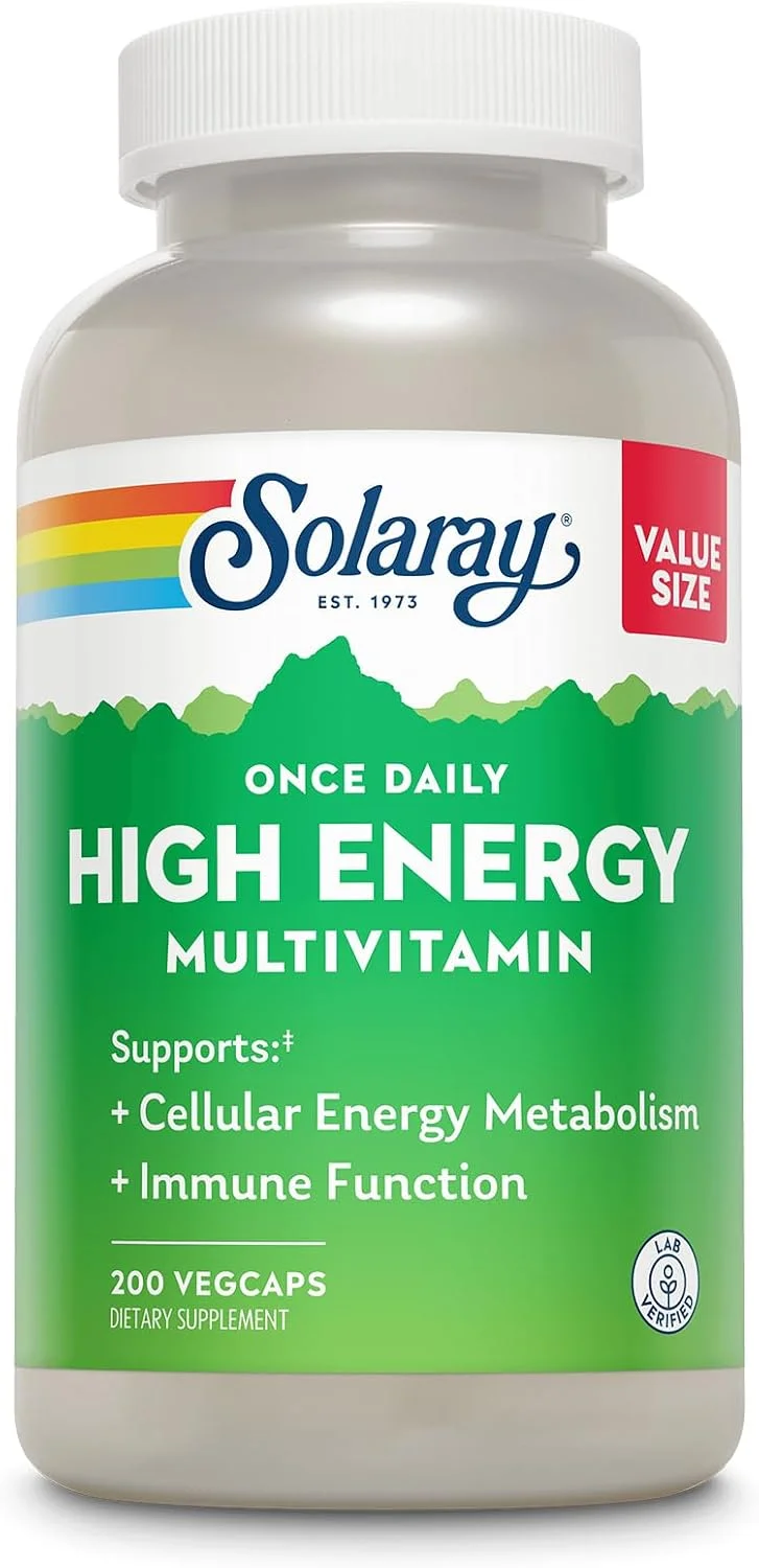 Solaray Once Daily High Energy Multivitamin — 200 cápsulas vegetales