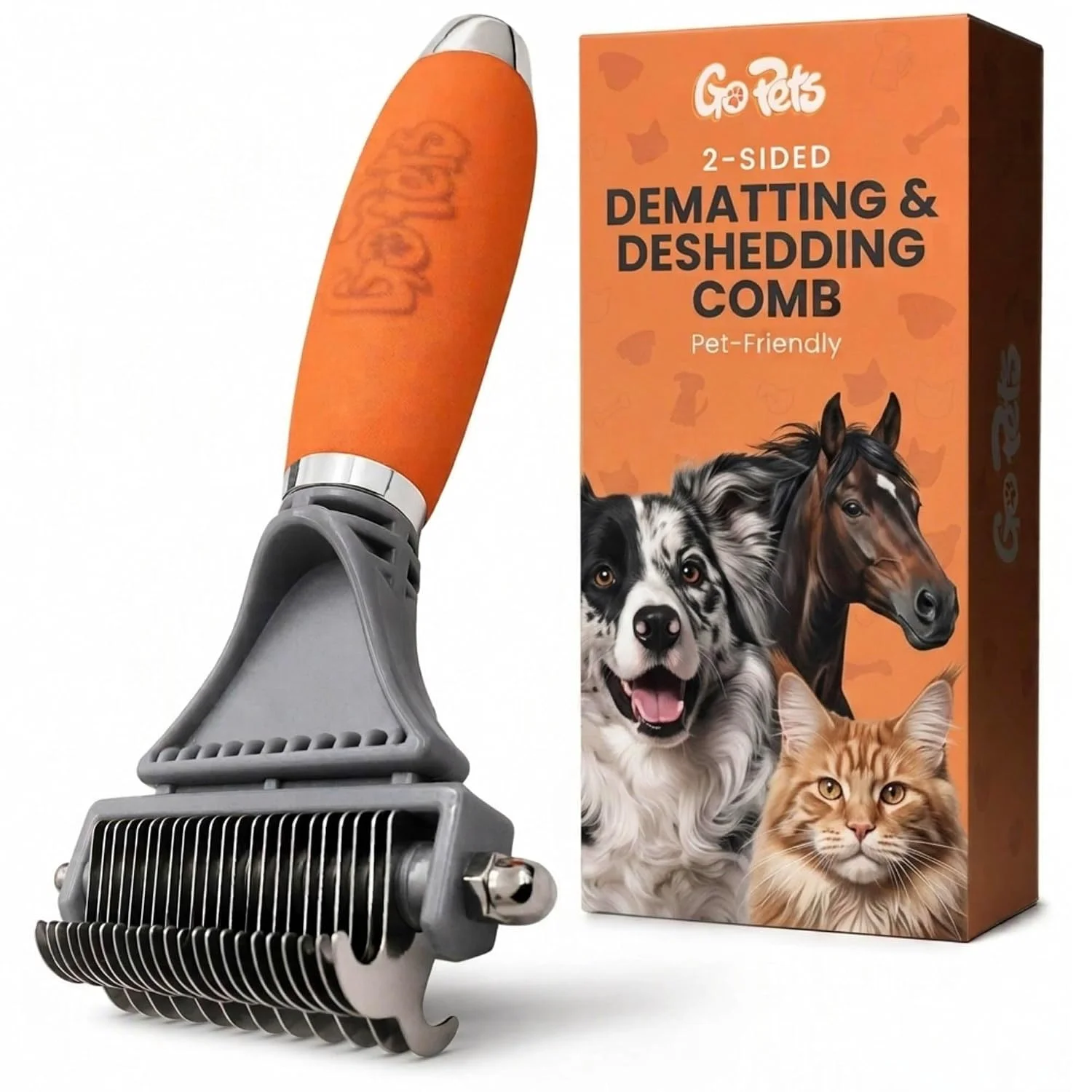 GoPets Peine 2 en 1 desenredante y quitapelo para perros y gatos · 1 unidad