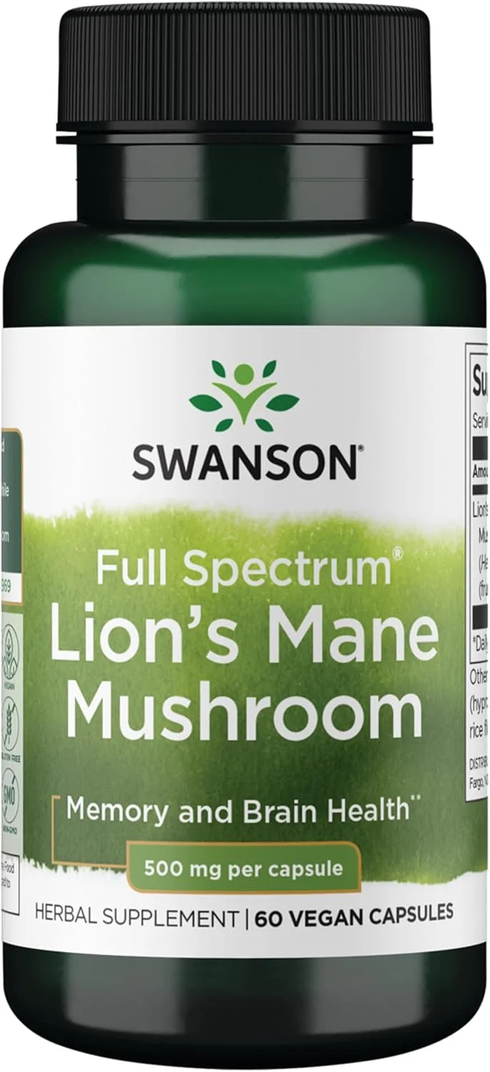 Swanson Melena de León (Lion's Mane) 500 mg — 60 cápsulas vegetales