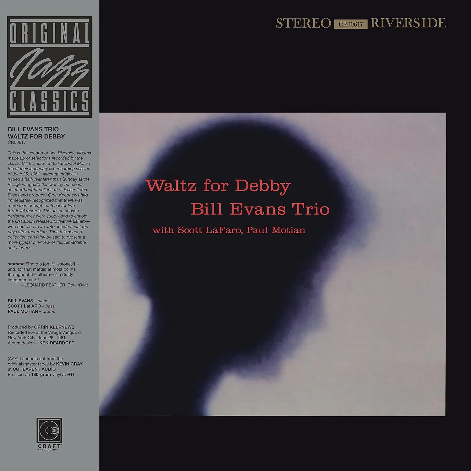 Bill Evans Trio – Waltz for Debby (Vinilo, LP, 180 g, Original Jazz Classics)