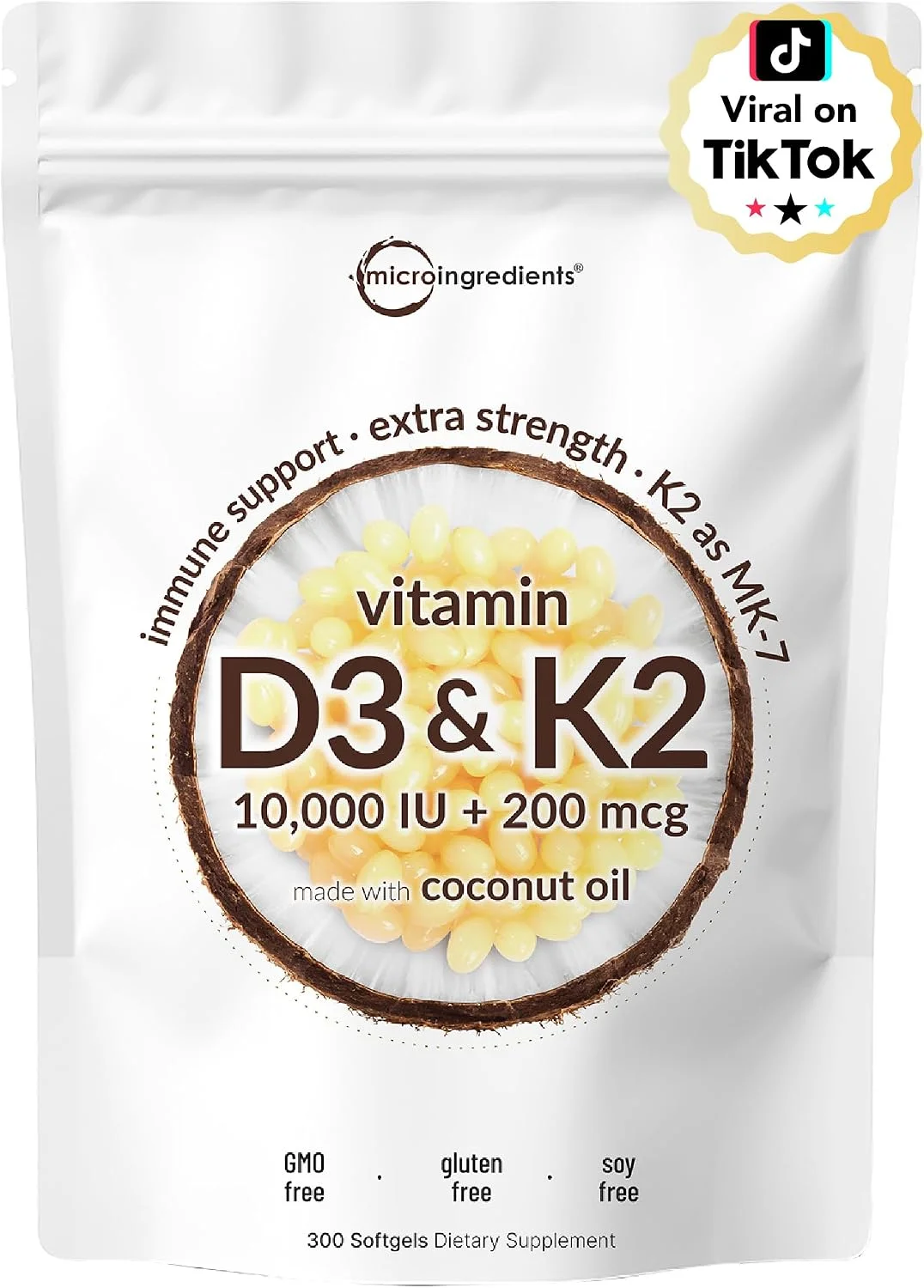 Vitamina D3 K2 MK-7 10.000 UI · 300 cáps. blandas