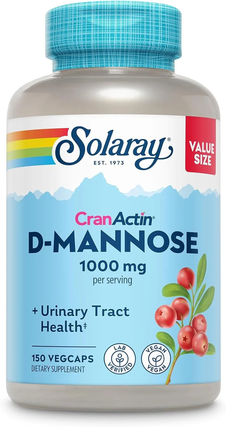 Solaray D-Manosa 1000 mg con CranActin y vitamina C — 150 cápsulas vegetales