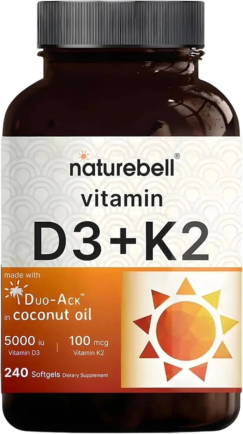 Vitamina D3 5000 UI y K2 100 mcg · 240 cápsulas blandas
