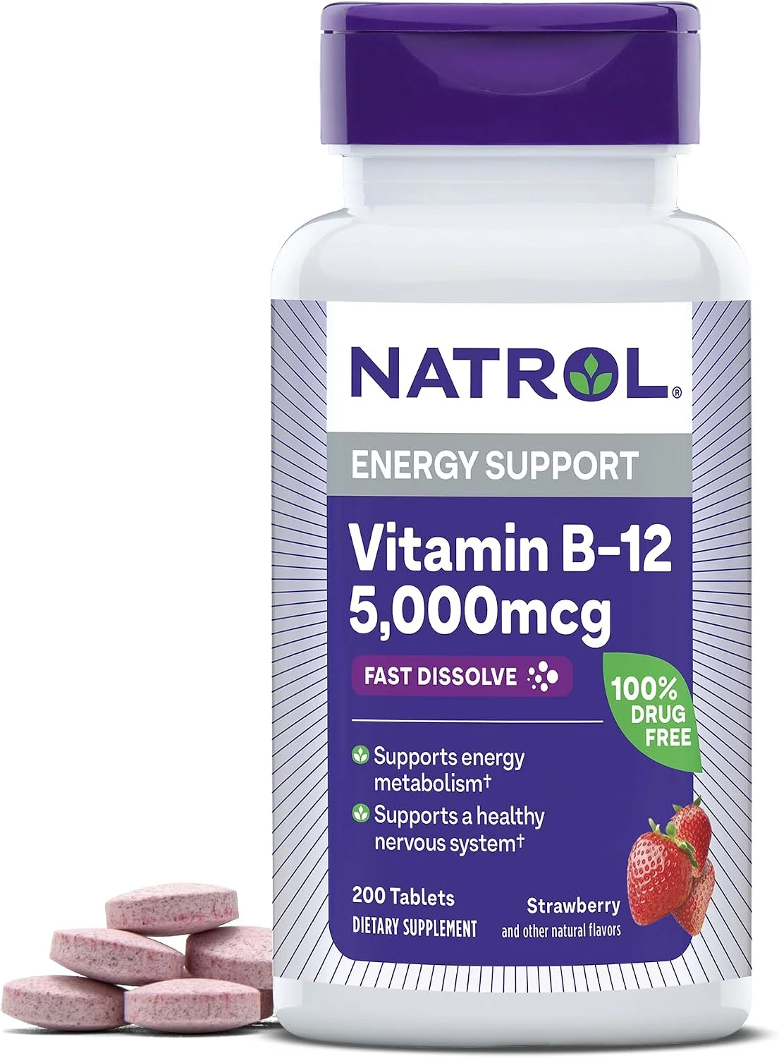 Vitamina B12 5000 mcg Disolución Rápida · 200 tabletas