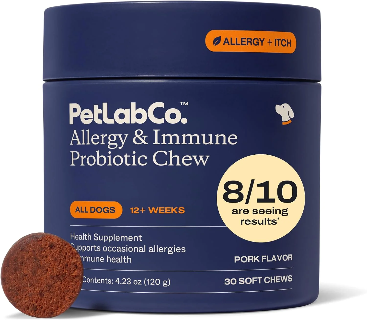 PetLab Co. Allergy & Immune Probióticos sabor cerdo · 30 masticables blandos