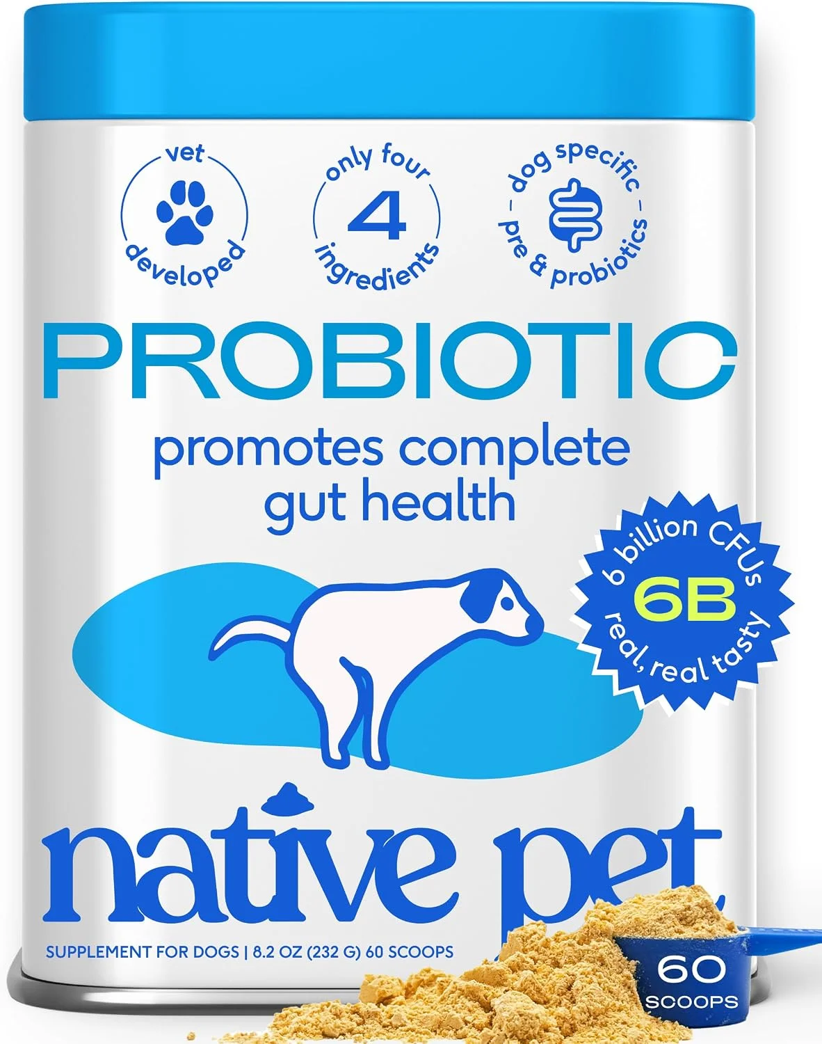 Native Pet Probióticos en polvo para perros · 60 medidas
