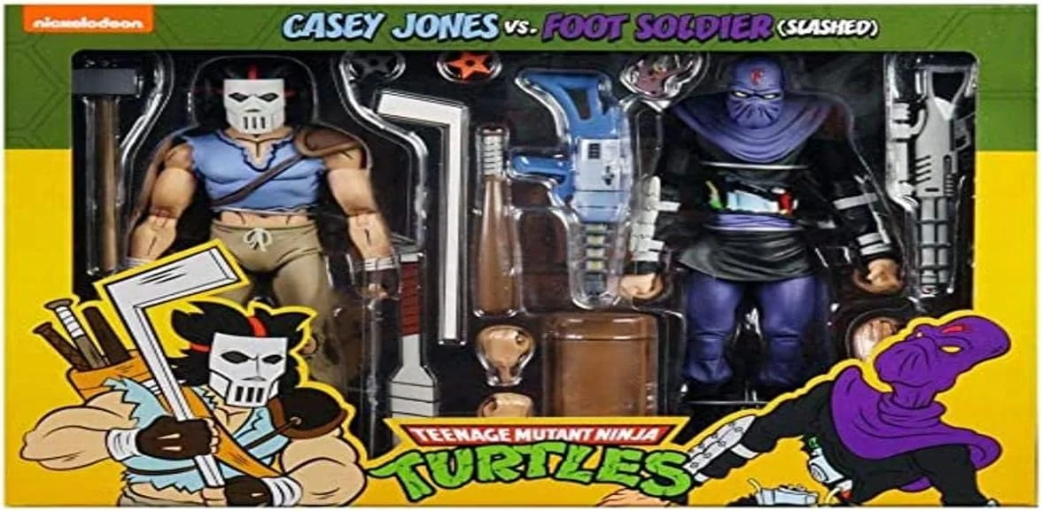 Figura Tortugas Ninja Casey Jones y Foot Soldier (Pack x2) (dibujo animado) 18 cm – NECA