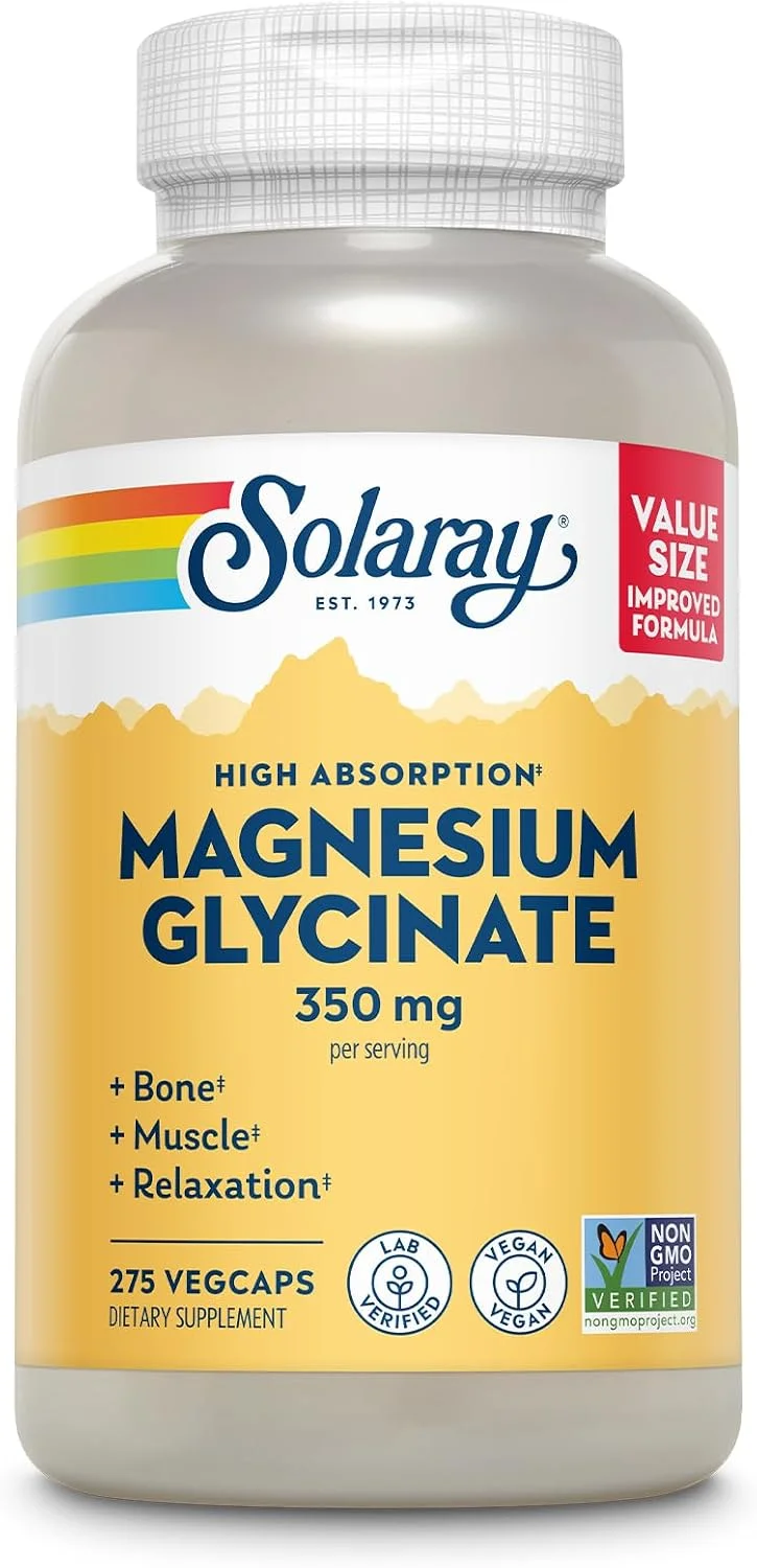 Solaray Magnesium Glycinate con BioPerine — 275 cápsulas vegetales