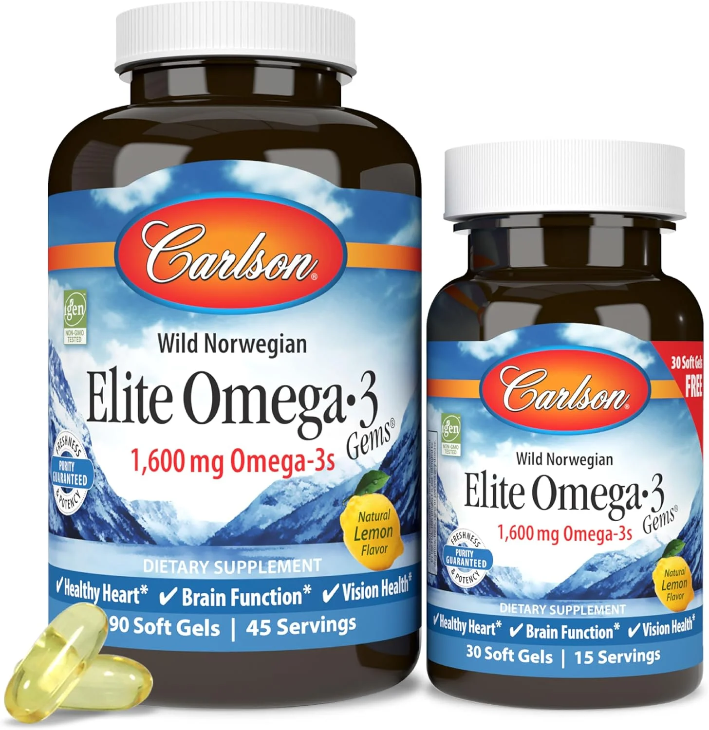 Elite Omega-3 Gems 1600 mg Limón · 120 cápsulas blandas
