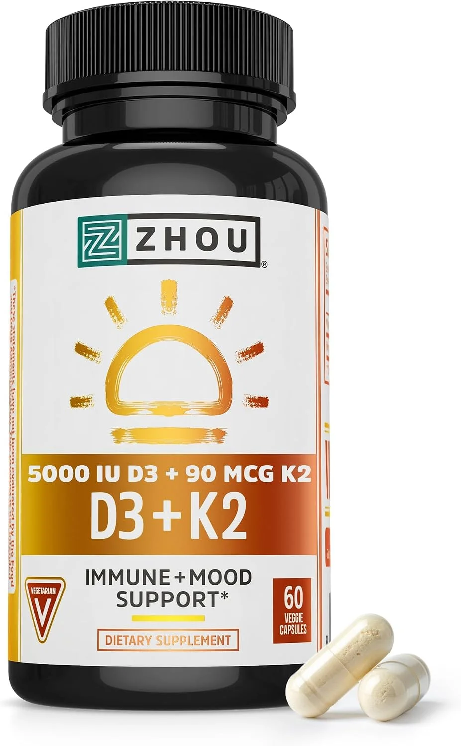 Vitamina D3 5000 UI + K2 90 mcg · 60 cápsulas