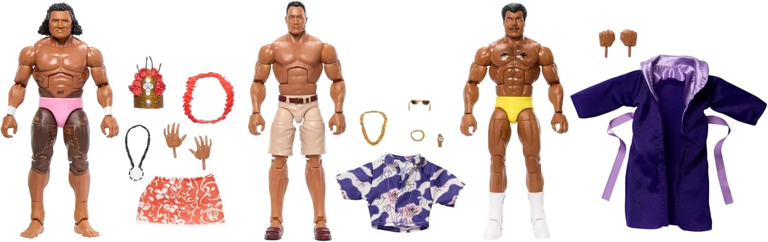 Pack x3 Figuras WWE Elite Collection The Rock Generation Maivia Legacy – Mattel
