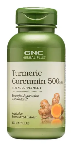 Gnc Herbal Plus Cúrcuma Curcumina 500 Mg | Antioxidante Ayurvédico | 100 Cápsulas Vegetarianas N/a