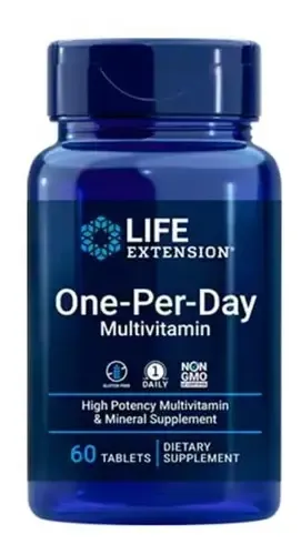 Life Extension Multivitaminico Vitaminas Una por Dia Tabletas sin Sabor