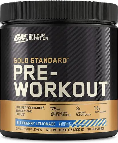 Optimum Nutrition Pre Entrenador Cafeína, Beta-alanina, Creatina Optimum Nutrition On Pre Entrenador - Blueberry 300 Gramos Polvo Limonada de Arándanos