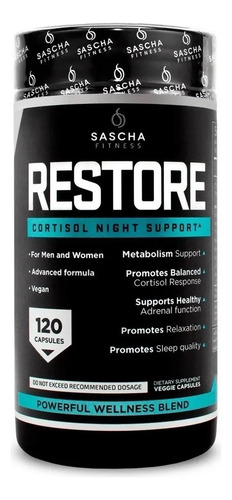 Restore Cortisol Night Support Sascha Fitness X 120 Cápsulas