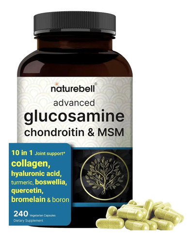 Suplemento Avanzado de Condroitina y Glucosamina Msm, 240 Cápsulas Chocolate