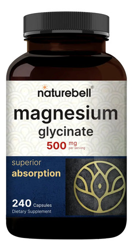 Suplemento de Glicinato de Magnesio Naturebell 500 Mg 240 Cá Chocolate