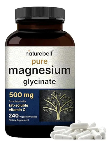 Suplemento de Glicinato de Magnesio Naturebell 500 Mg 240 Cá Pure Chocolate